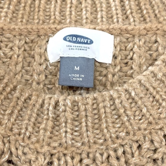 Lofty Wool blend Cable Pullover Long Sleeve Sweater Caramel Tan - Old Navy Sz M - Picture 6 of 9